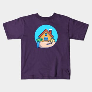 House, With Hand, Gold Coin Money Cartoon Kids T-Shirt